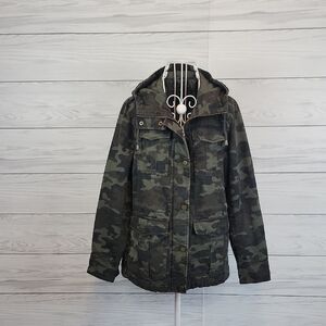 Lucky Brand Hooded Camouflage Zip-Up Jacket Womens Size S